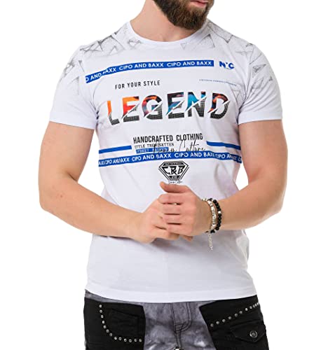Cipo & Baxx Herren T-Shirt Freizeit Sommer T-Shirt CT715 White XL von Cipo & Baxx