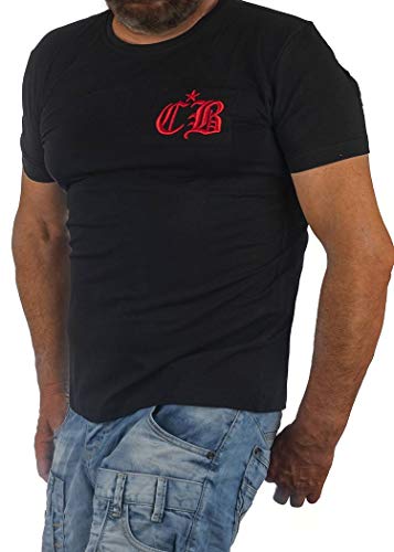 Cipo & Baxx Herren T-Shirt Rundhals Kurzarm Baumwolle Motiv Bestickt Shirt CT573 Schwarz S von Cipo & Baxx