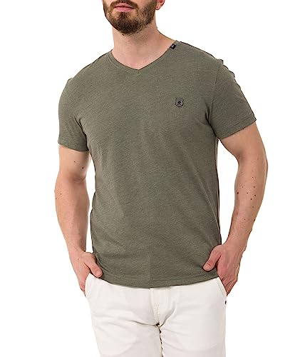 Cipo & Baxx Herren T-Shirt V-Neck Shirt Kurzarm Basic Baumwolle V-Ausschnitt CT773 Khaki L von Cipo & Baxx