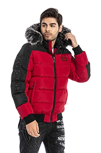 Cipo & Baxx Herren Winterjacke Kapuzenjacke Outdoor Jacke CM182 Rot S von Cipo & Baxx