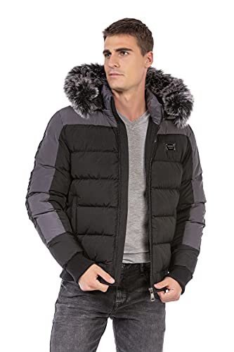 Cipo & Baxx Herren Winterjacke Kapuzenjacke Outdoor Jacke CM182 Schwarz S von Cipo & Baxx