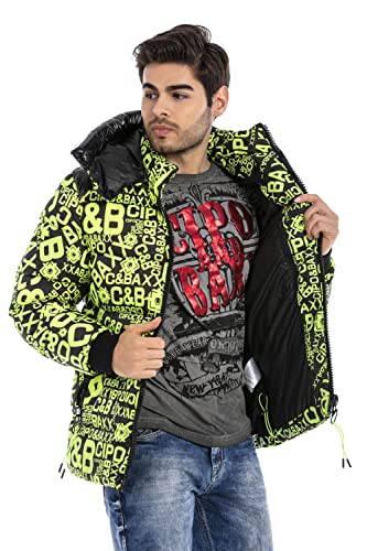 Cipo & Baxx Herren Winterjacke Steppjacke Kapuze Bomberjacke Jacke CM193 Neongrün M von Cipo & Baxx