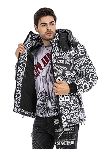 Cipo & Baxx Herren Winterjacke Steppjacke Kapuze Bomberjacke Jacke CM193 Schwarz XXL von Cipo & Baxx