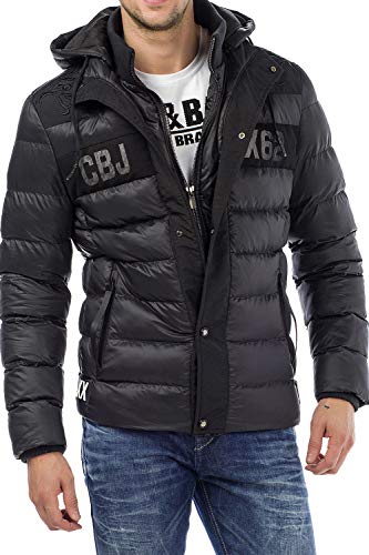 Cipo & Baxx Herren Winterjacke Steppjacke Übergangsjacke Kapuzenjacke Jacke Jacket Warm Jacke Dunkelgrau M von Cipo & Baxx