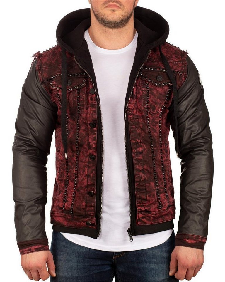 Cipo & Baxx Jeansjacke Herren Kapuzen Sweatjacke BA-CJ259 (1-St) mit Nieten besetzt von Cipo & Baxx