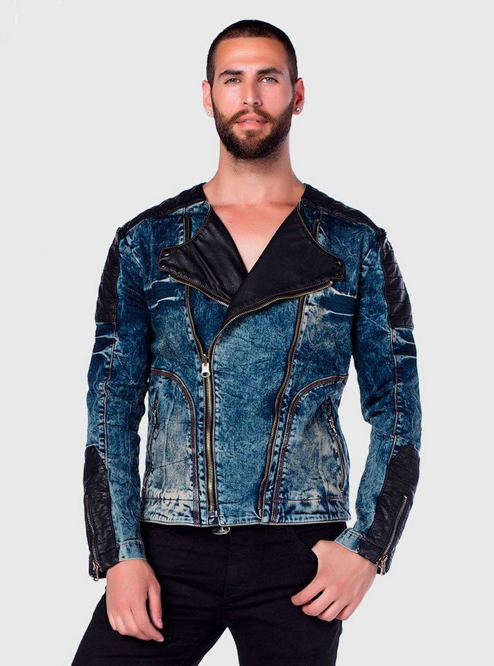 Cipo & Baxx Jeansjacke Jacke mit asymetrischen Kragen und Reißverschluss von Cipo & Baxx