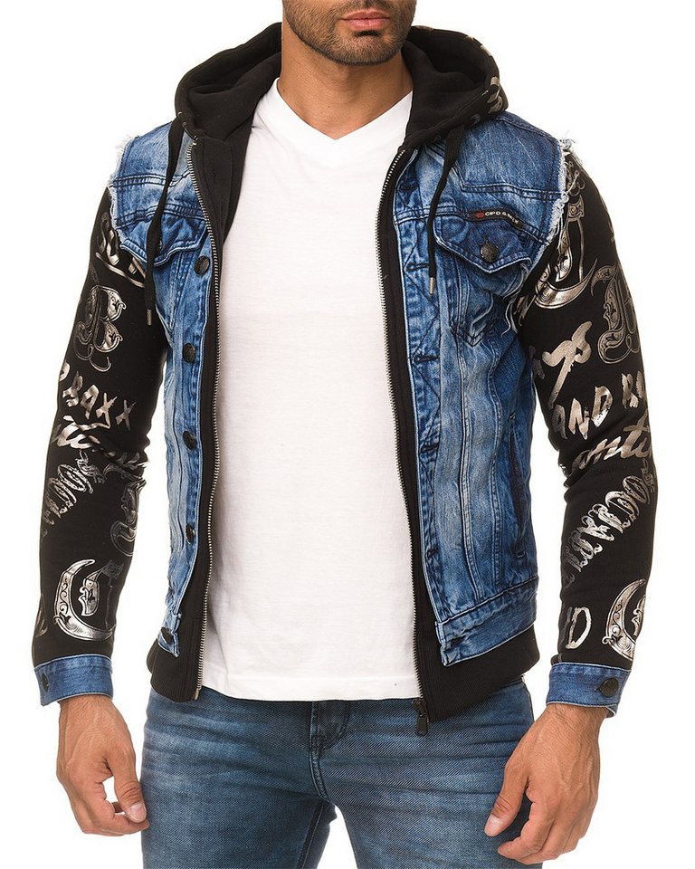 Cipo & Baxx Jeansjacke Kapuzen Sweatjacke BA-CJ185 mit Totenkopf auf dem Rücken von Cipo & Baxx
