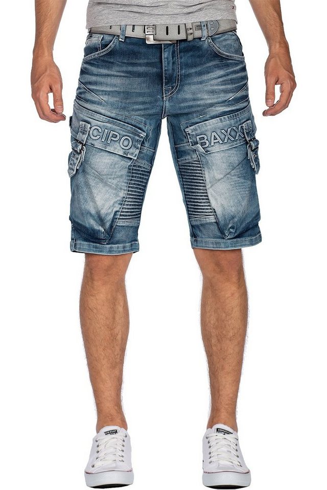 Cipo & Baxx Jeansshorts Cipo & Baxx Herren Shorts CK189 Cargo Style mit Rippenmuster von Cipo & Baxx