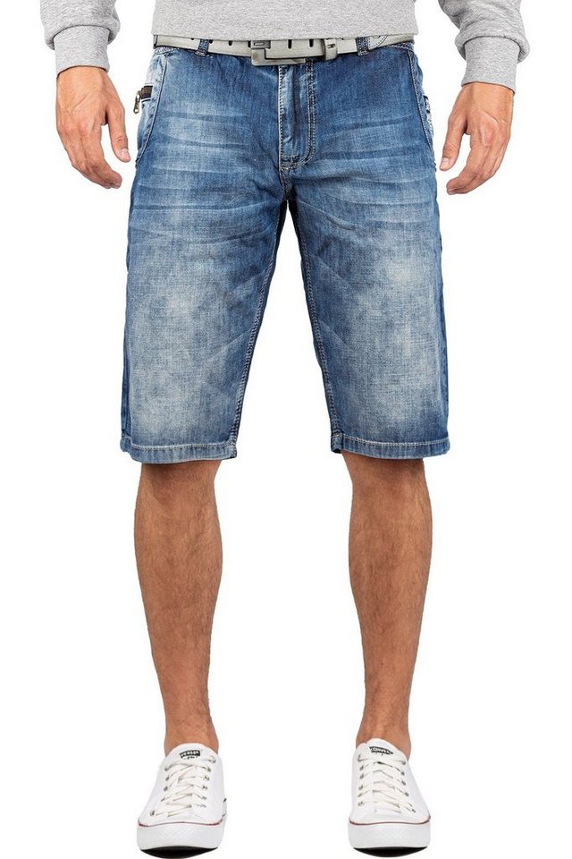 Cipo & Baxx Jeansshorts Herren Regular Fit Shorts Stonewashed BA-CK217 Blue W29 im Casual Style mit Zipper von Cipo & Baxx