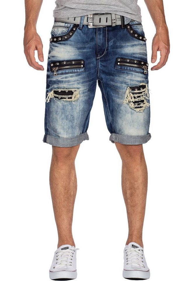 Cipo & Baxx Jeansshorts Kurze Hose BA-CK181 Destroyed Effekte und Nieten von Cipo & Baxx