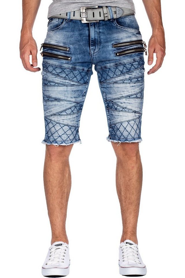 Cipo & Baxx Jeansshorts kurze Hose BA-CK194 mit Aufgesetzten Reißverschlüssen von Cipo & Baxx