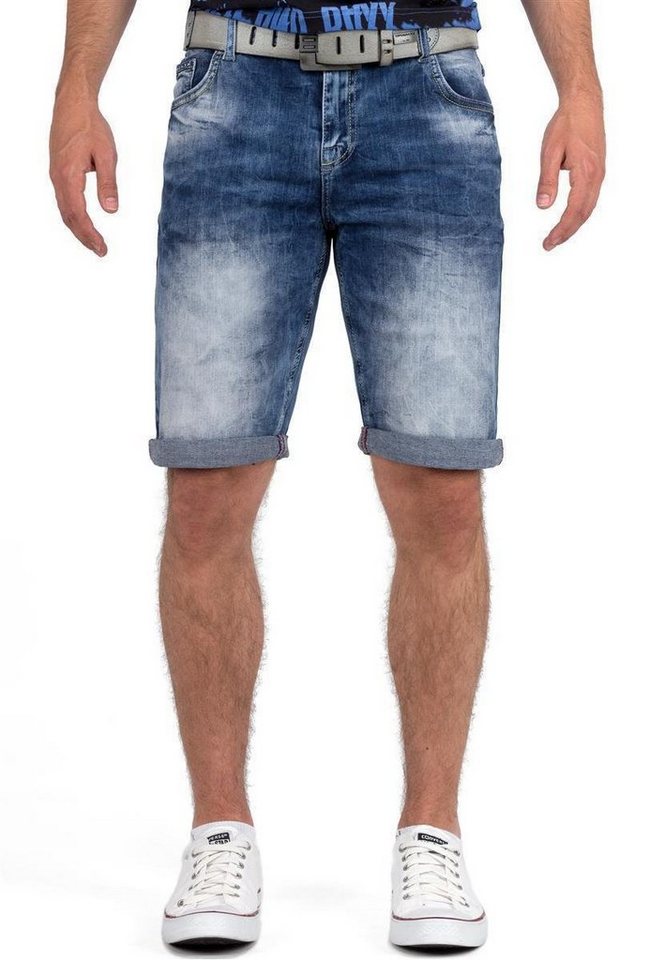 Cipo & Baxx Jeansshorts Herren regular fit Kurze Hose Stonewashed BA-21CB17 Blue mit auffälligen und dekorativen Nähten von Cipo & Baxx