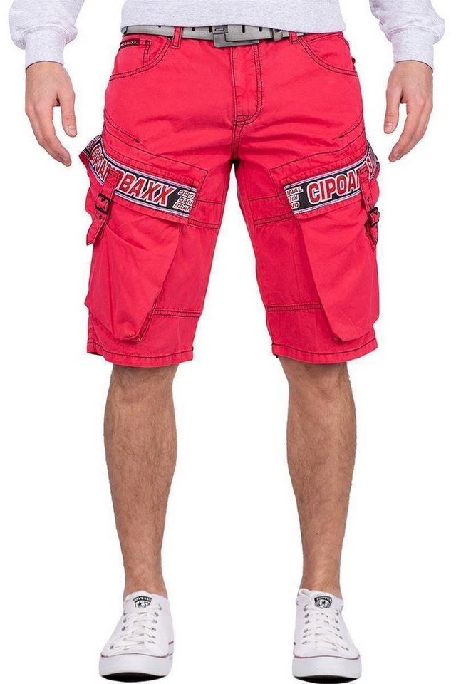 Cipo & Baxx Jeansshorts Kurze Hose BA-CK243 Rot W29 Cargo Style mit Seitentaschen von Cipo & Baxx