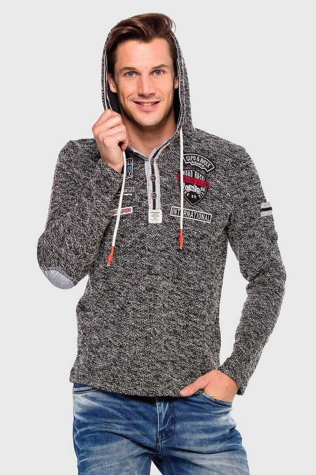 Cipo & Baxx Kapuzenpullover Kapuzenpullover mit modischen Details von Cipo & Baxx