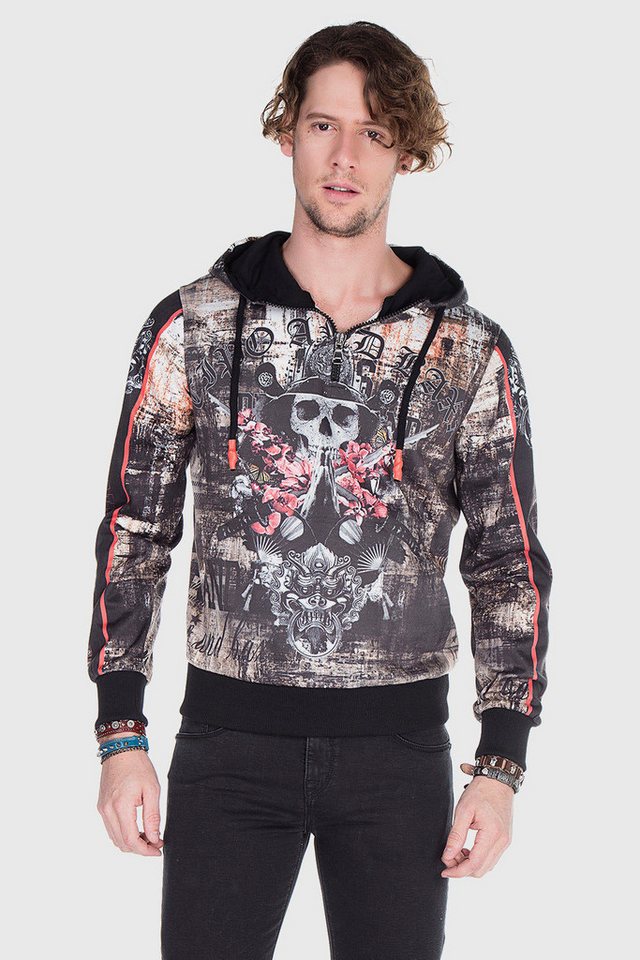 Cipo & Baxx Kapuzenpullover Sweatshirt (1-tlg) mit coolem Allover-Print von Cipo & Baxx