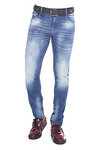 Cipo & Baxx Klassiche Herren Jeans Hose Straight Fit Men Denim Jeanshose Pants Freizeithose Pants Freizeit W36 L32 Blau von Cipo & Baxx