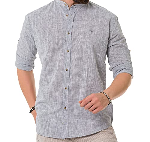 Cipo & Baxx Langarm Herren Hemd Baumwolle CH198 Grau S von Cipo & Baxx