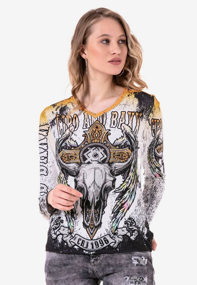 Cipo & Baxx Langarmshirt mit coolem Front- und Rückenprint von Cipo & Baxx