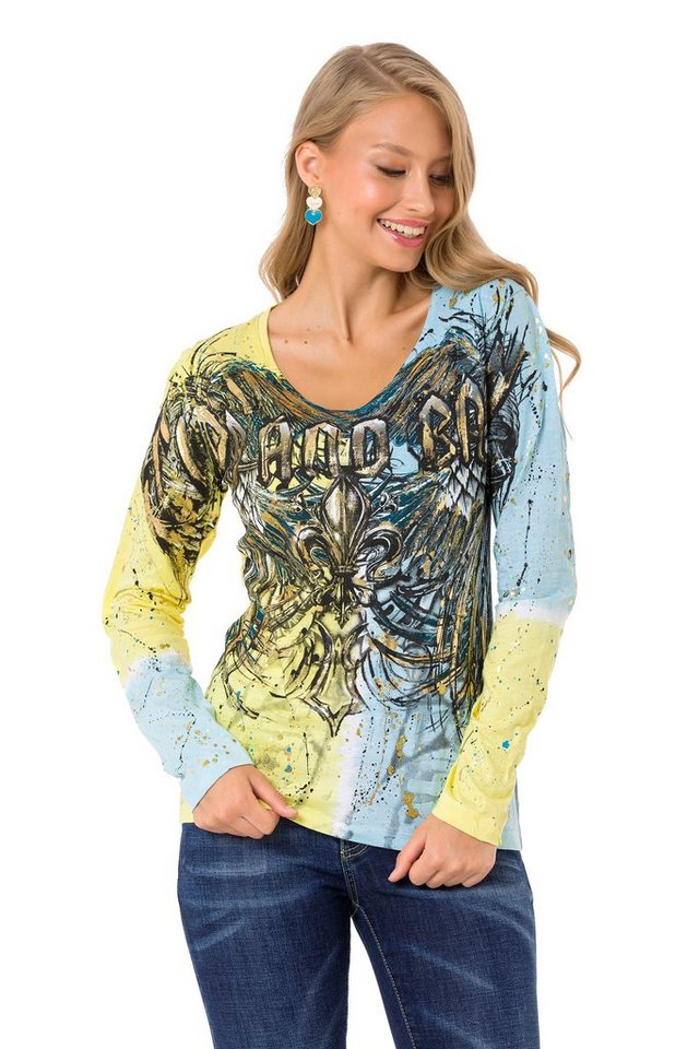 Cipo & Baxx Langarmshirt mit coolem Markenprint von Cipo & Baxx