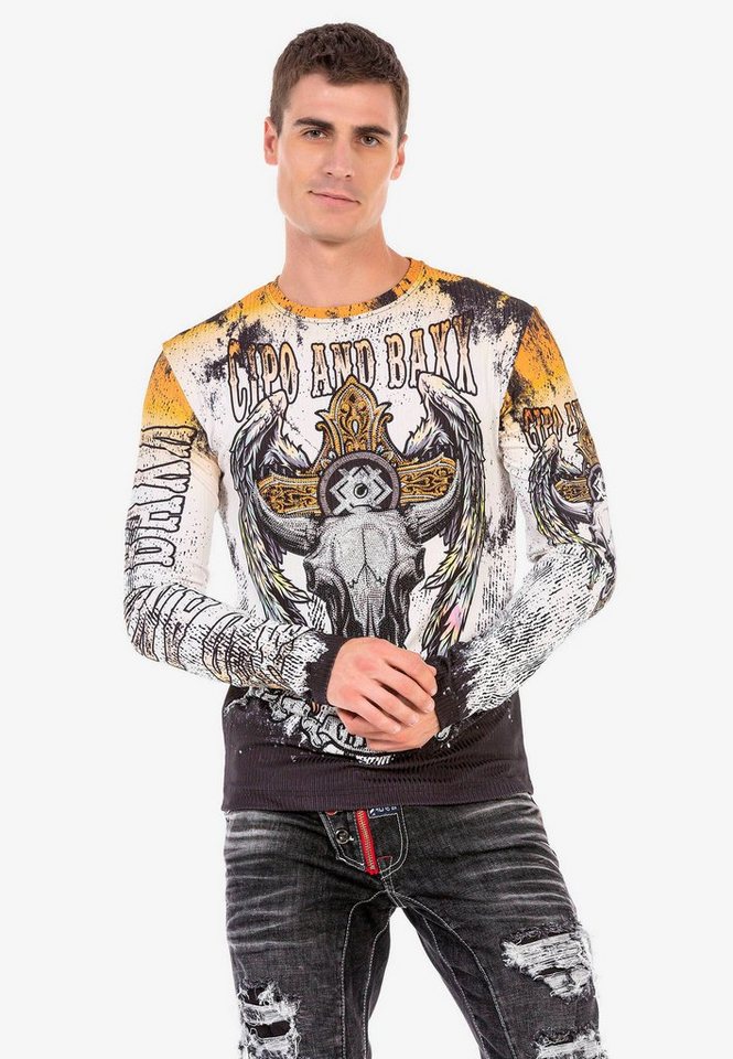 Cipo & Baxx Langarmshirt mit extravagantem Print von Cipo & Baxx