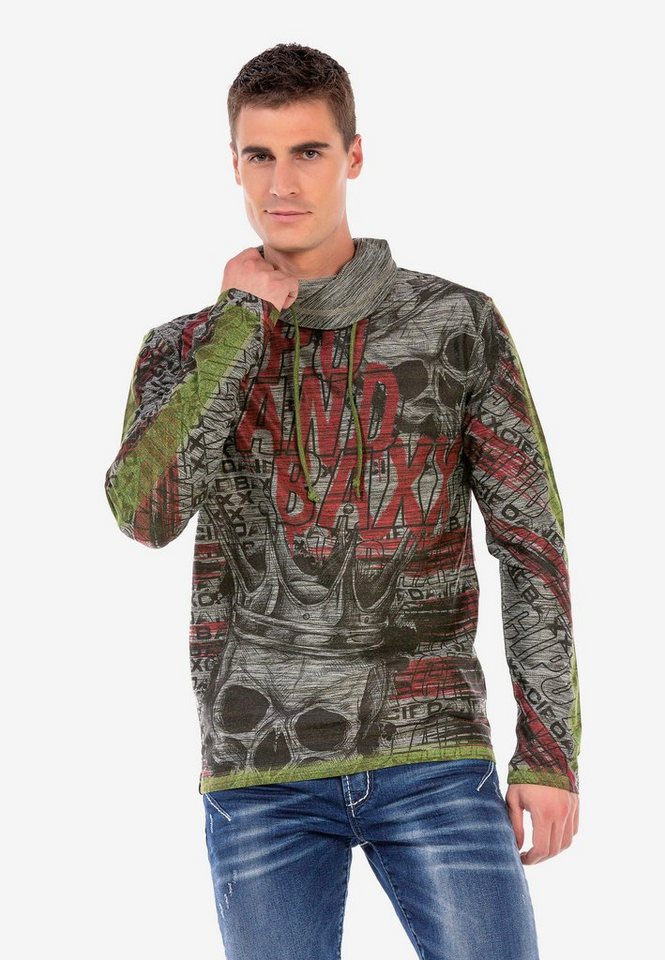 Cipo & Baxx Langarmshirt mit trendigem Schalkragen von Cipo & Baxx