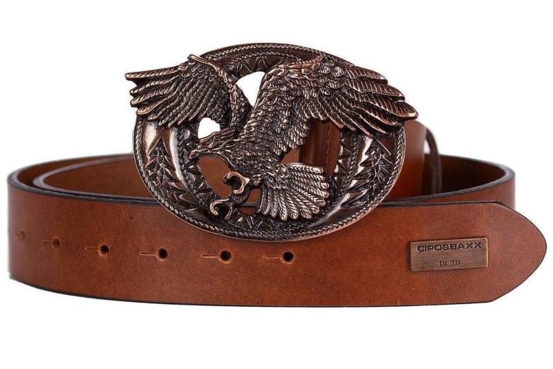 Cipo & Baxx Ledergürtel Gürtel BA-CG200 mit Schnalle im Adler Look und Metall Patch von Cipo & Baxx