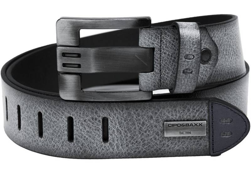 Cipo & Baxx Ledergürtel Designer Gürtel BA-CG106 (1-St) im eleganten Look mit Metall Patch von Cipo & Baxx