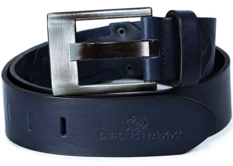 Cipo & Baxx Ledergürtel Gürtel BA-C-2163 navy 100cm x 5cm (1-St) Casual Style mit Markenschriftzug von Cipo & Baxx