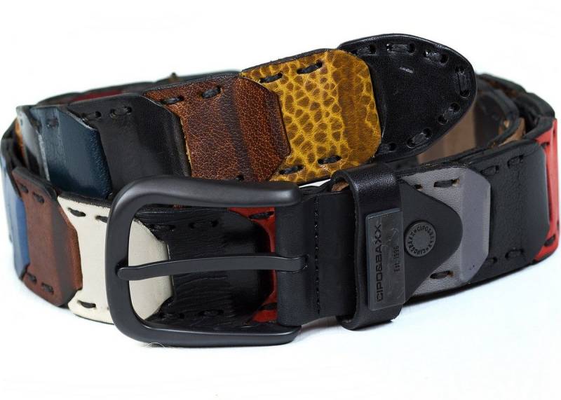 Cipo & Baxx Ledergürtel Gürtel BA-CG104 standard 85cm x 4,5cm (1-St) im besonderen Design mit Metall Patch von Cipo & Baxx