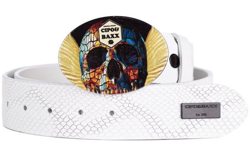 Cipo & Baxx Ledergürtel Gürtel BA-CG202 (1-St) mit Totenkopfschnalle und Schlangen Optik von Cipo & Baxx