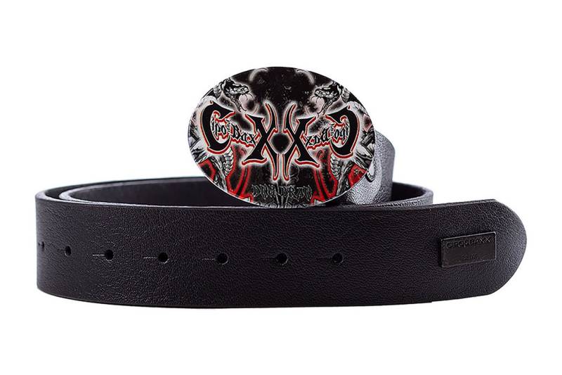 Cipo & Baxx Ledergürtel regular fit Gürtel BA-CG203 Black 3,8cm (1-St) mit Grafitti Schnalle und Metall Patch von Cipo & Baxx