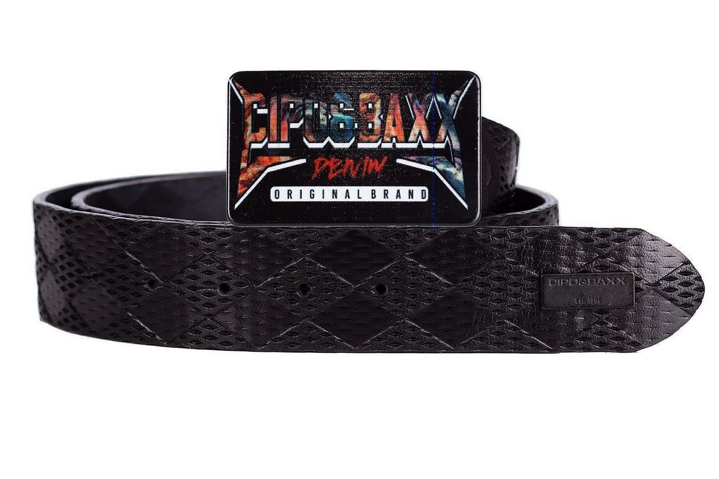 Cipo & Baxx Ledergürtel Herren Gürtel BA-CG204 Black 90cm x 3,8cm (1-St) Einzigartiges kariertes Design für einen modernen Look von Cipo & Baxx