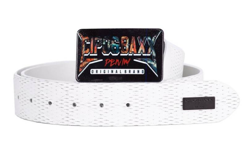 Cipo & Baxx Ledergürtel Herren Gürtel BA-CG204 White 105cm x 3,8cm (1-St) Einzigartiges kariertes Design für einen modernen Look von Cipo & Baxx