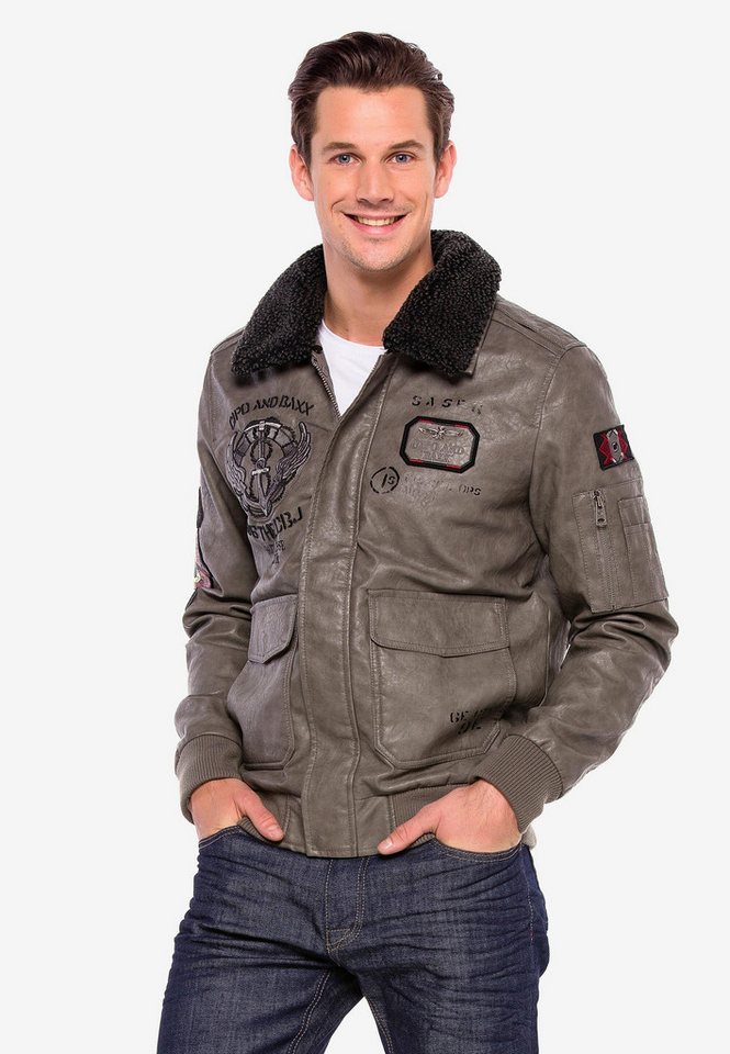 Cipo & Baxx Lederimitatjacke Jacke mit coolen Patches von Cipo & Baxx