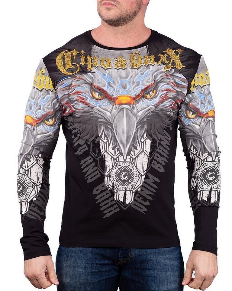 Cipo & Baxx Longsleeve Herren Longsleeve BA-CL488 mit einem Adler Print von Cipo & Baxx
