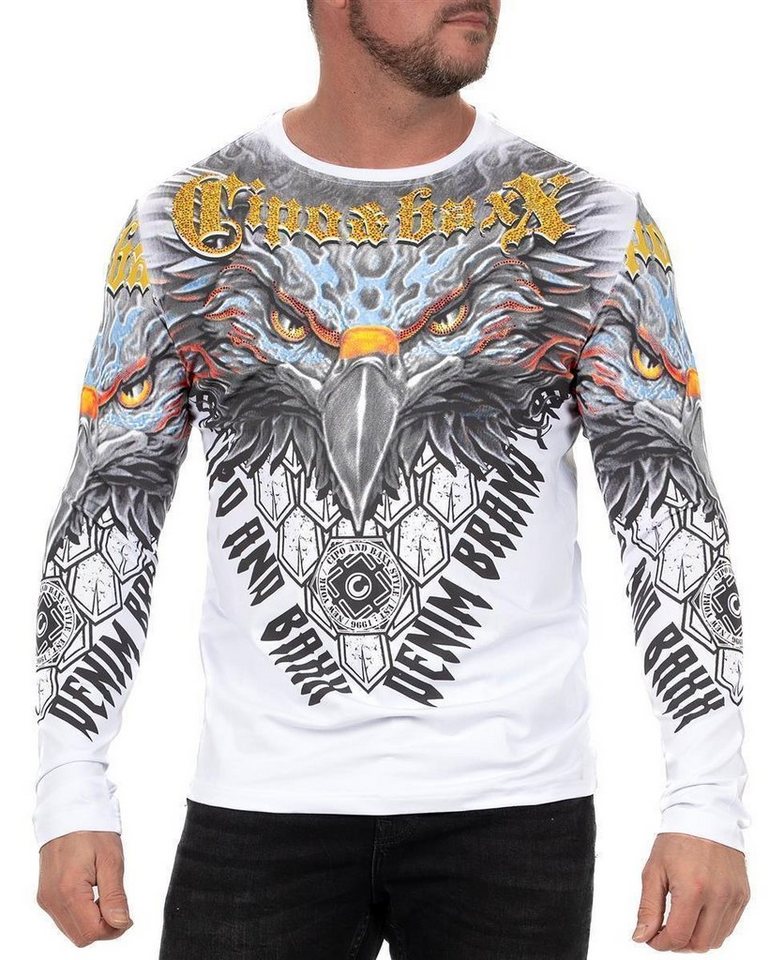 Cipo & Baxx Longsleeve Herren Regular Fit Pullover BA-CL498 White S mit einem Adler Print Cipo & Baxx Longsleeve Herren Regular Fit Pullover BA-CL498 White S mit einem Adler Print von Cipo & Baxx