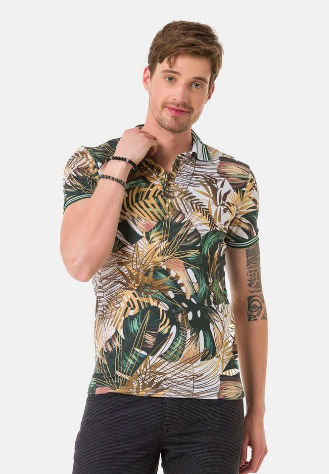 Cipo & Baxx Poloshirt mit floralem Allover-Print von Cipo & Baxx