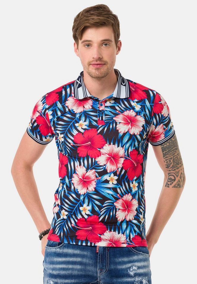 Cipo & Baxx Poloshirt mit floralem Allover-Print von Cipo & Baxx