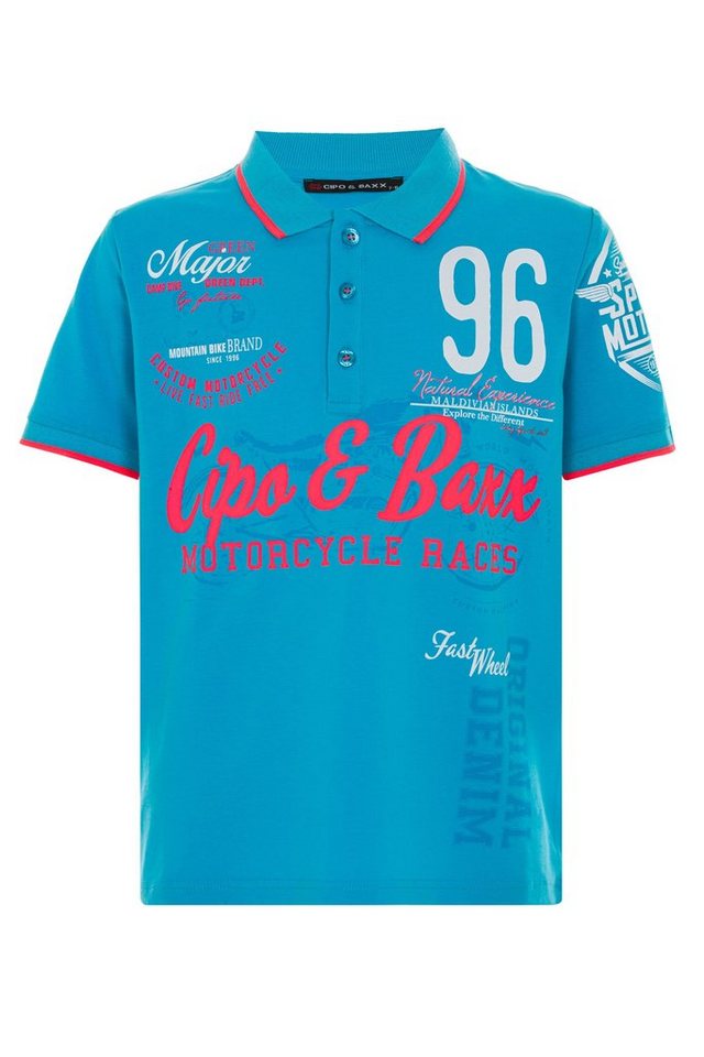 Cipo & Baxx Poloshirt mit trendigen Motorsport-Prints von Cipo & Baxx