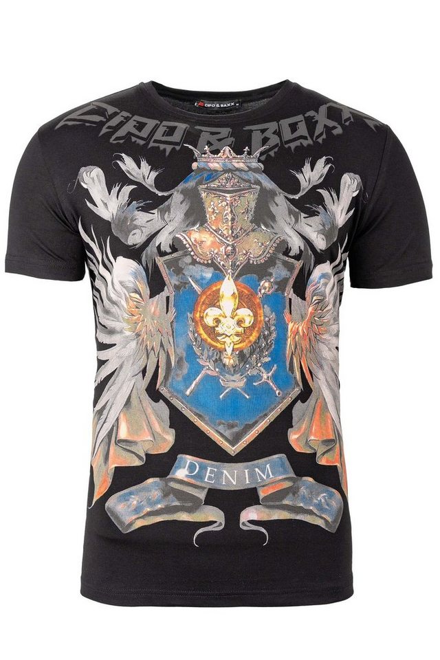 Cipo & Baxx Print-Shirt Cooles Kurzarm T-Shirt BA-CT743 mit Hochwertigem Ritter Print von Cipo & Baxx