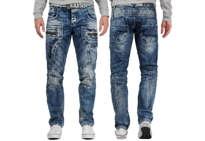 Cipo & Baxx Regular-fit-Jeans Herren Hose BA-C1178 W40/L36 (1-tlg) mit Verzierungen und Reißverschlüssen von Cipo & Baxx