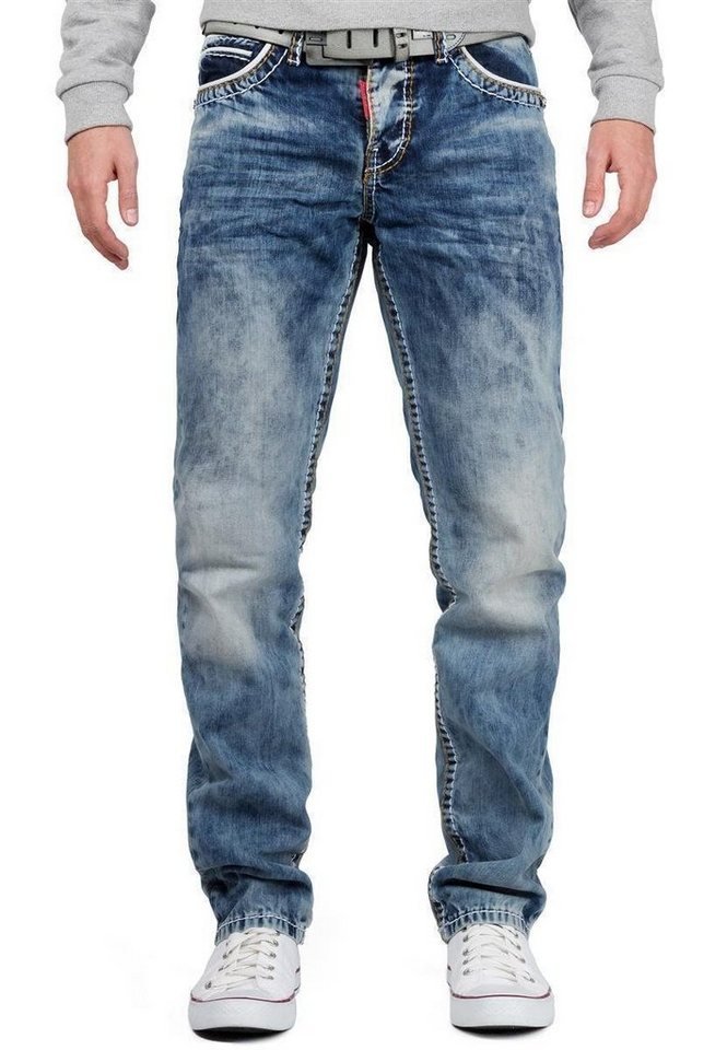 Cipo & Baxx Regular-fit-Jeans Hose BA-CD148 (1-tlg) mit dicken Kontrastnähten im Casual Look von Cipo & Baxx