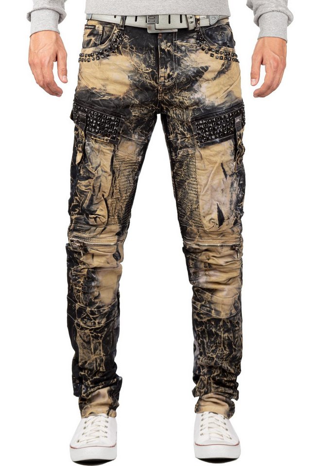 Cipo & Baxx Regular-fit-Jeans Cargo Hose BA-CD494 (1-tlg) Ziernähte und Rippen für Bikerstyle von Cipo & Baxx