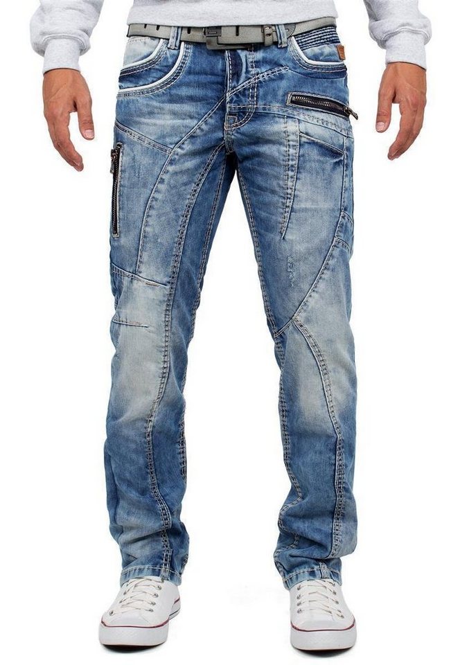 Cipo & Baxx Regular-fit-Jeans Herren Hose BA-C1150 (1-tlg) mit auffälligen Verzierungen und dicke Kontrastnähte von Cipo & Baxx