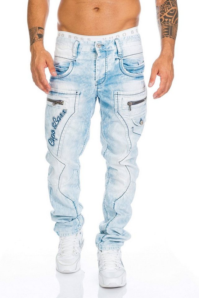 Cipo & Baxx Regular-fit-Jeans Herren Jeans BJ272 Hose mit stylischem Nahtdesign von Cipo & Baxx