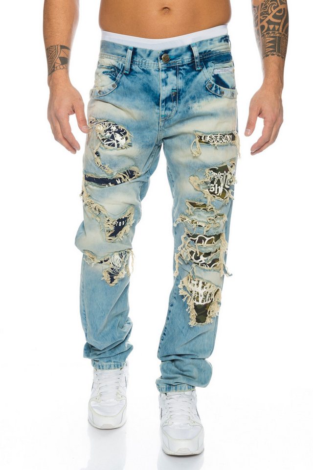 Cipo & Baxx Regular-fit-Jeans Herren Jeans Hose mit destroyed camouflage Elementen Stylische Waschung von Cipo & Baxx