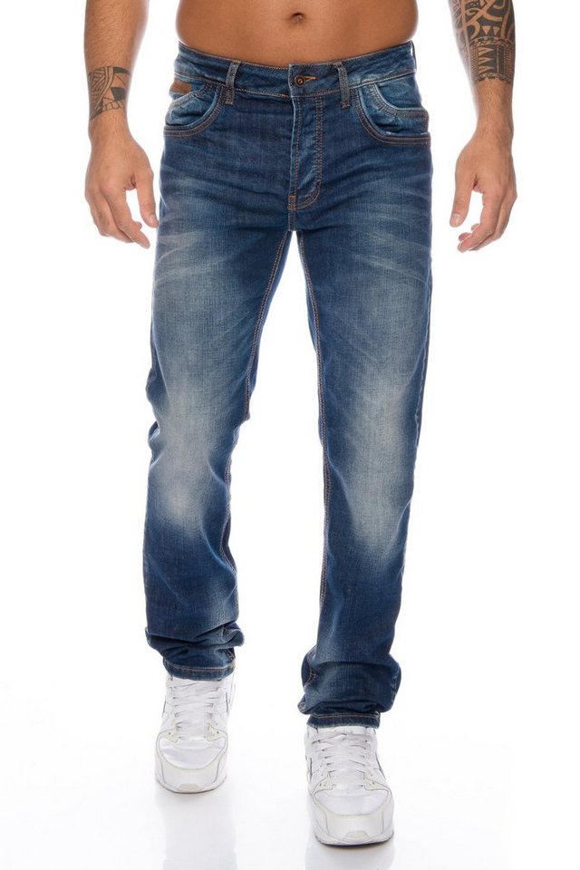 Cipo & Baxx Regular-fit-Jeans Herren Jeans Hose mit dezenten Kontrastnähten und zeitloser Waschung Hoher Tragekomfort von Cipo & Baxx