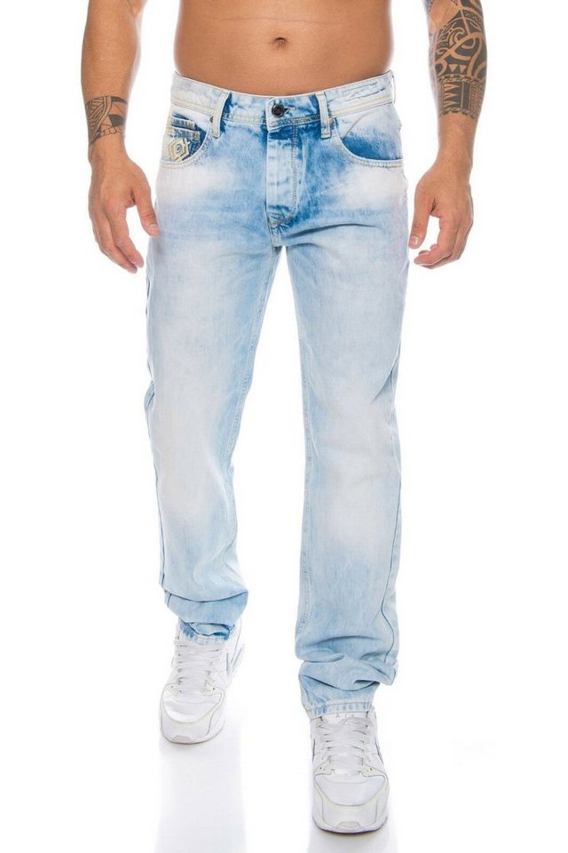 Cipo & Baxx Regular-fit-Jeans Herren Jeans Hose mit dezenten Nähten im schlichten Look Jeans mit dezenten Nähten von Cipo & Baxx