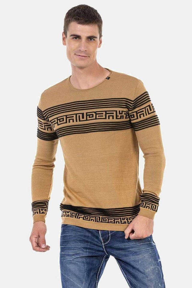 Cipo & Baxx Rundhalspullover Pullover in Streifenoptik, CP243 von Cipo & Baxx