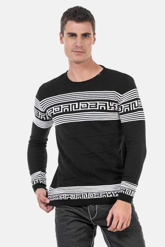Cipo & Baxx Rundhalspullover Pullover in Streifenoptik, CP243 von Cipo & Baxx